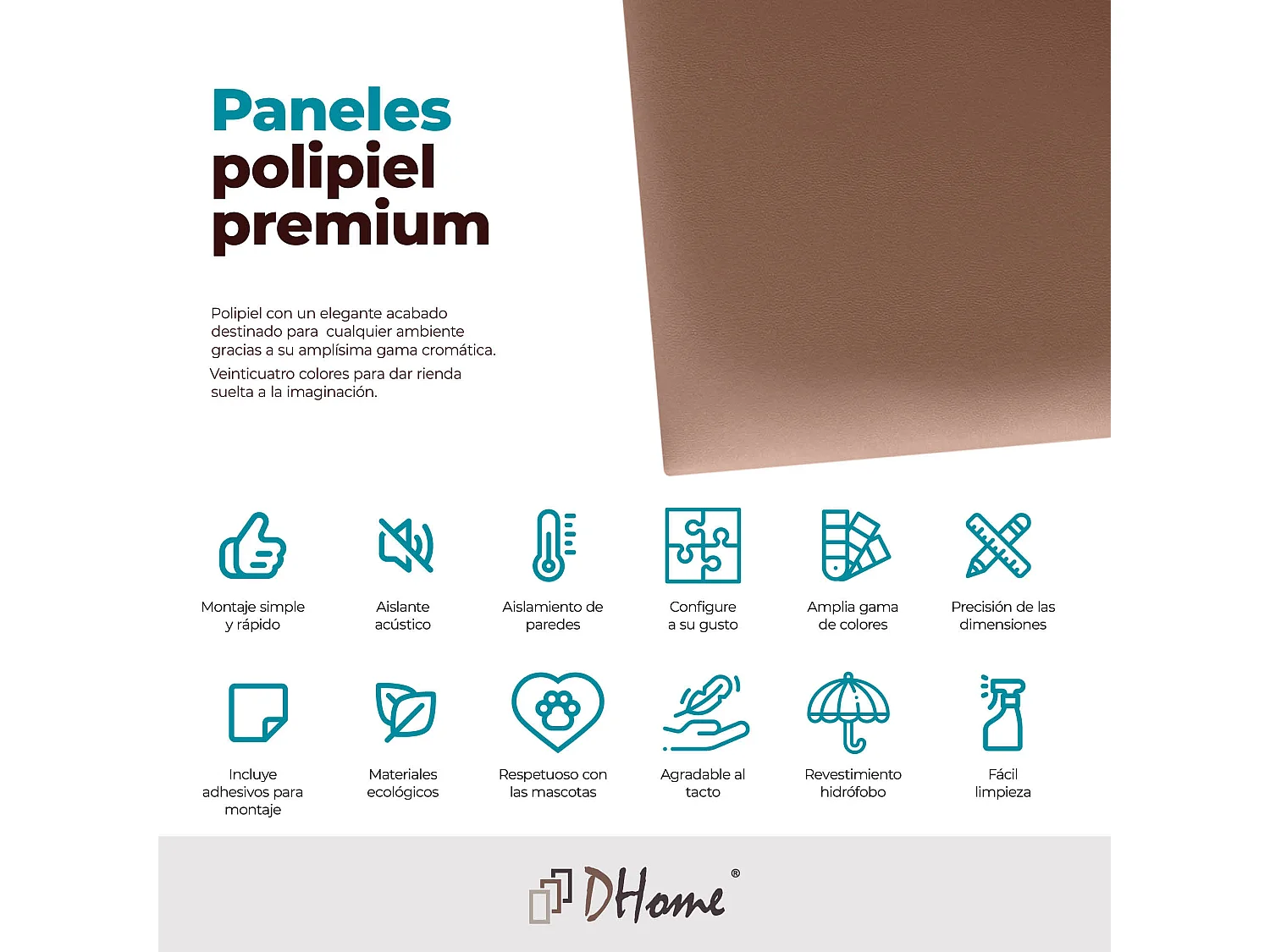 DHOME Panneaux Rembourrés en Similicuir Autocollants pour Mur Acoustiques Absorbants Protection contre les Chocs Têtes de Lit (argile, 50x30cm)