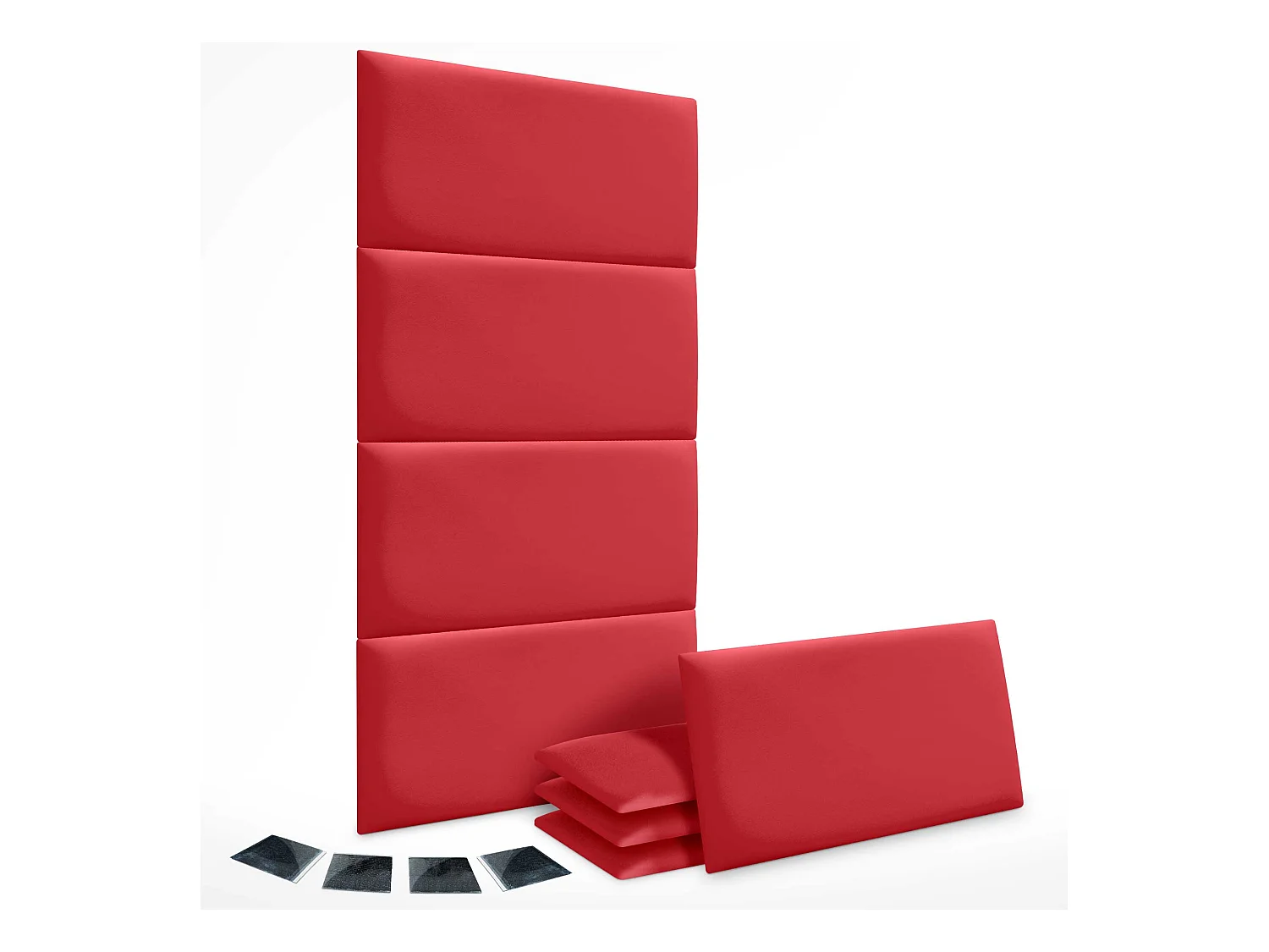 DHOME Set mit 8 umweltfreundlichen Kunstleder-Polsterplatten, selbstklebendes Paket für Wände, schallabsorbierender Schutz (rot, 50 x 30 cm x 8)