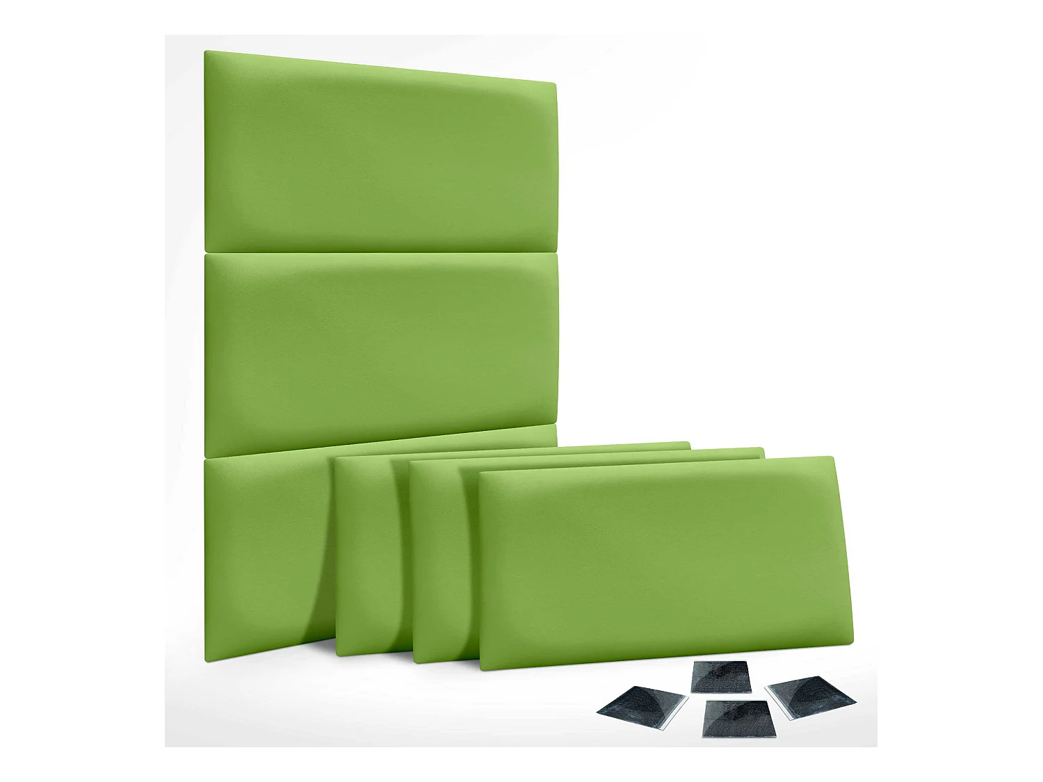 DHOME Set mit 6 umweltfreundlichen Kunstleder-Polsterplatten, selbstklebendes Paket für Wände, schallabsorbierender Schutz(Grün, 60x50 cmx6)