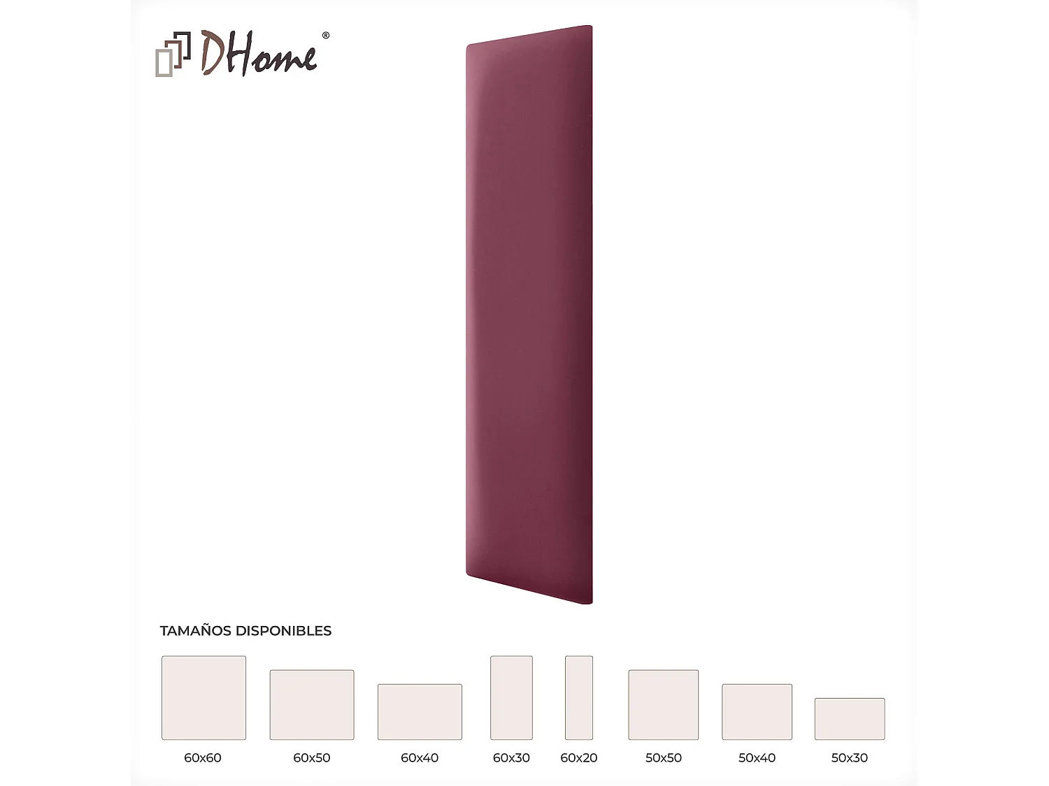DHOME Panneaux Rembourrés en Similicuir Autocollants pour Mur Acoustiques Absorbants Protection contre les Chocs Têtes de Lit (rouge vin, 60x20cm)