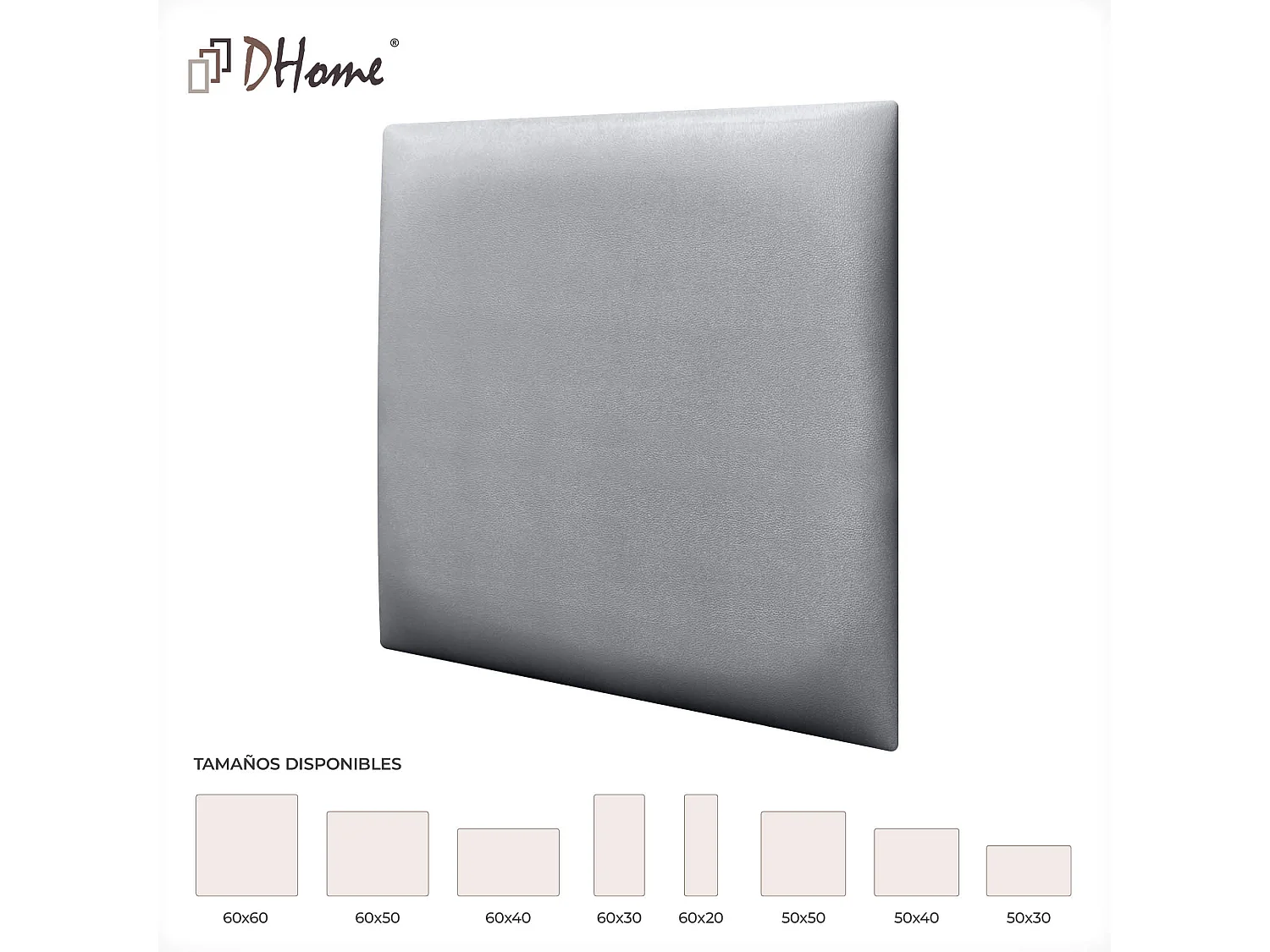 DHOME Panneaux Rembourrés en Similicuir Autocollants pour Mur Acoustiques Absorbants Protection contre les Chocs Têtes de Lit (argent, 60x60cm)