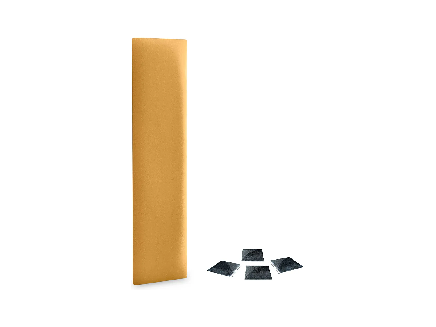 Lot de 1 panneau rembourré en similicuir écologique DHOME, autocollant pour protection acoustique murale absorbante (Moutarde, 60 x 20 cm, x1)