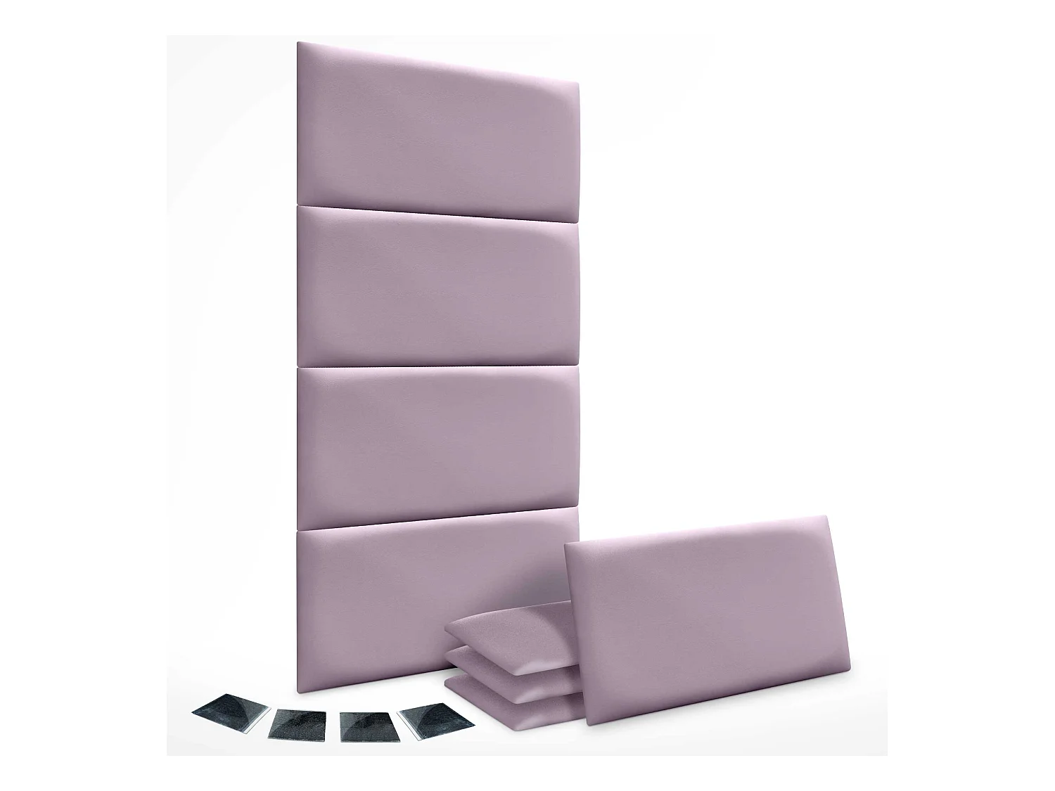 DHOME Set mit 8 umweltfreundlichen Kunstleder-Polsterplatten, selbstklebendes Paket für Wände, schallabsorbierender Schutz (Flieder, 60x50 cmx8)