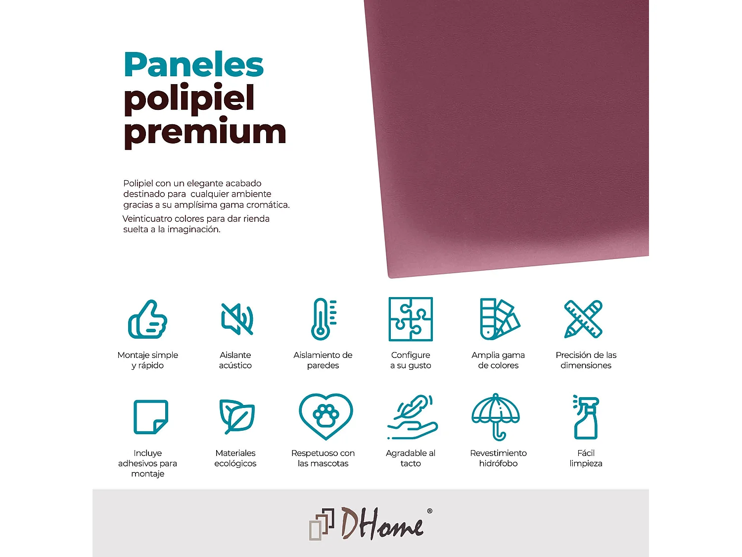DHOME Panneaux Rembourrés en Similicuir Autocollants pour Mur Acoustiques Absorbants Protection contre les Chocs Têtes de Lit (vin rouge, 60x60cm)