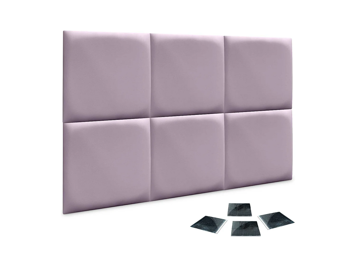 Lot de 1 panneau rembourré en similicuir écologique DHOME autocollant pour protection acoustique murale absorbante (Lilas, 50 x 50 cm, x6)