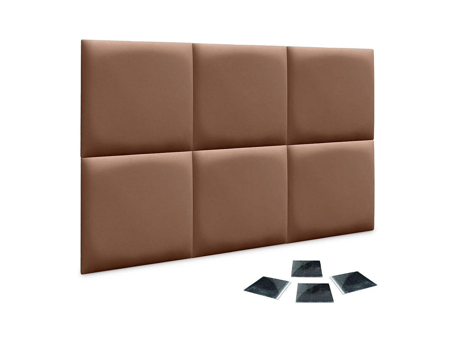 Lot de 1 panneau rembourré en similicuir écologique DHOME autocollant pour protection acoustique murale absorbante (Argile, 50 x 50 cm, x6)