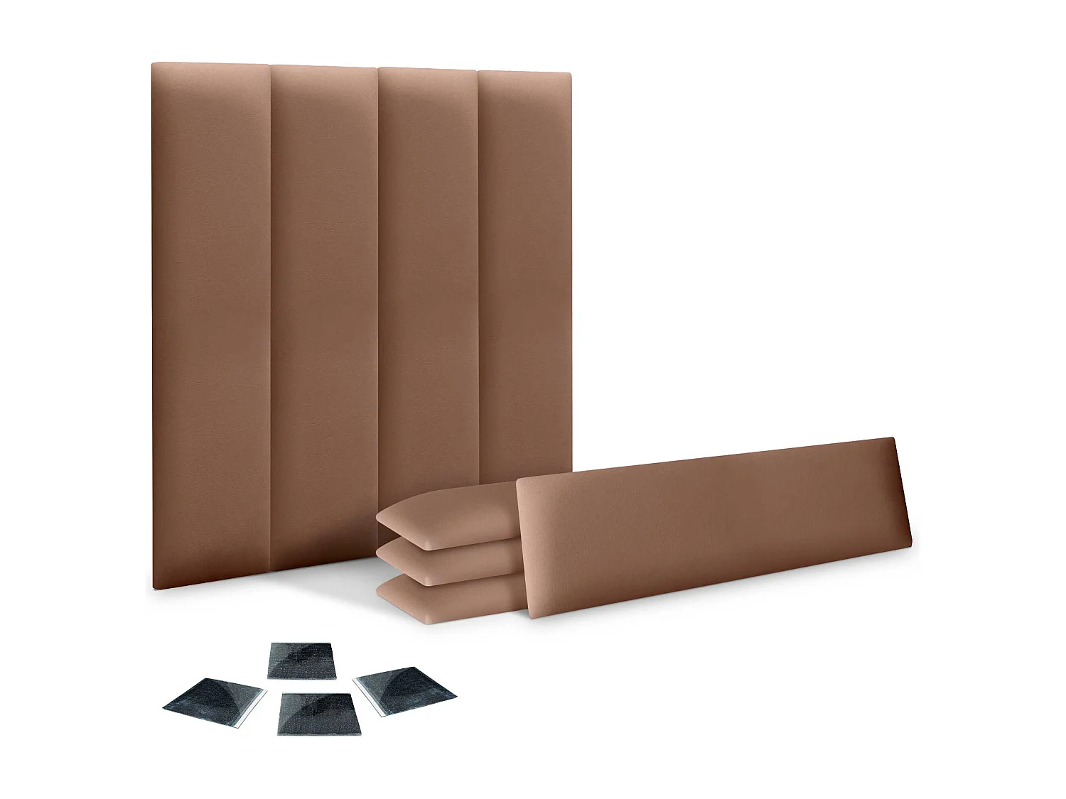 DHOME Set di 8 pannelli imbottiti in similpelle ecologica Confezione autoadesiva per protezione acustica assorbente da parete (Argilla, 60x30cm, x8)