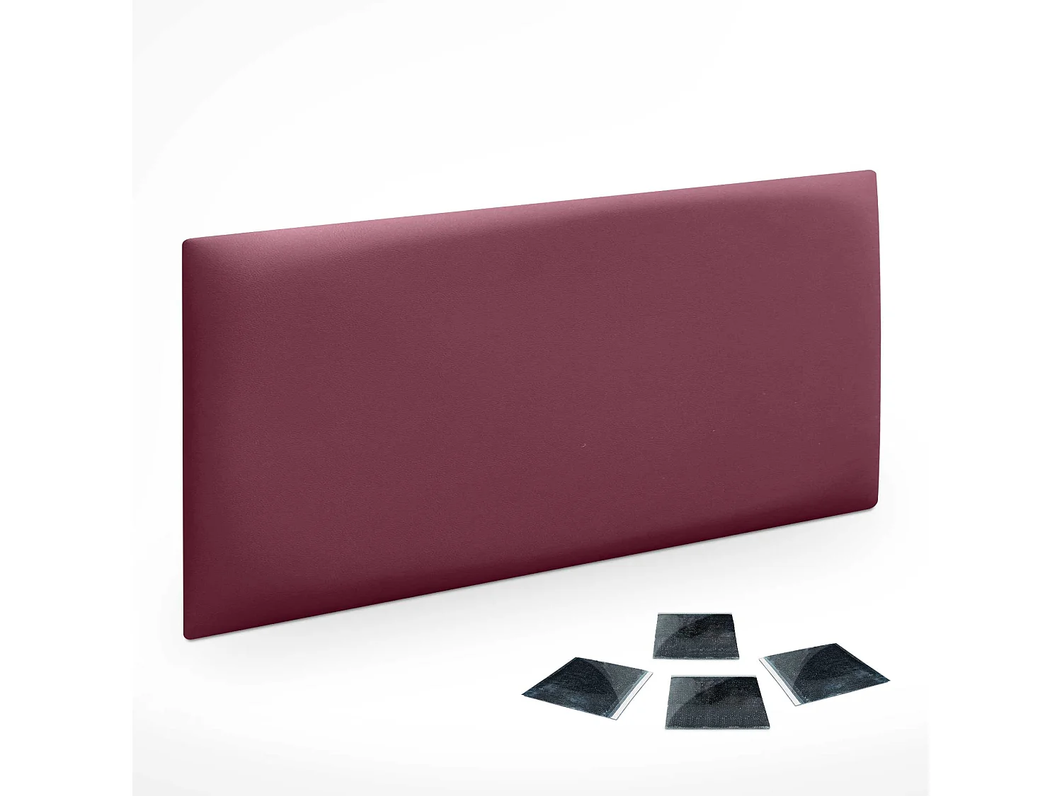Lot de 1 panneau rembourré en similicuir écologique DHOME autocollant pour protection acoustique murale absorbante (Rouge vin, 50 x 40 cm, x1)