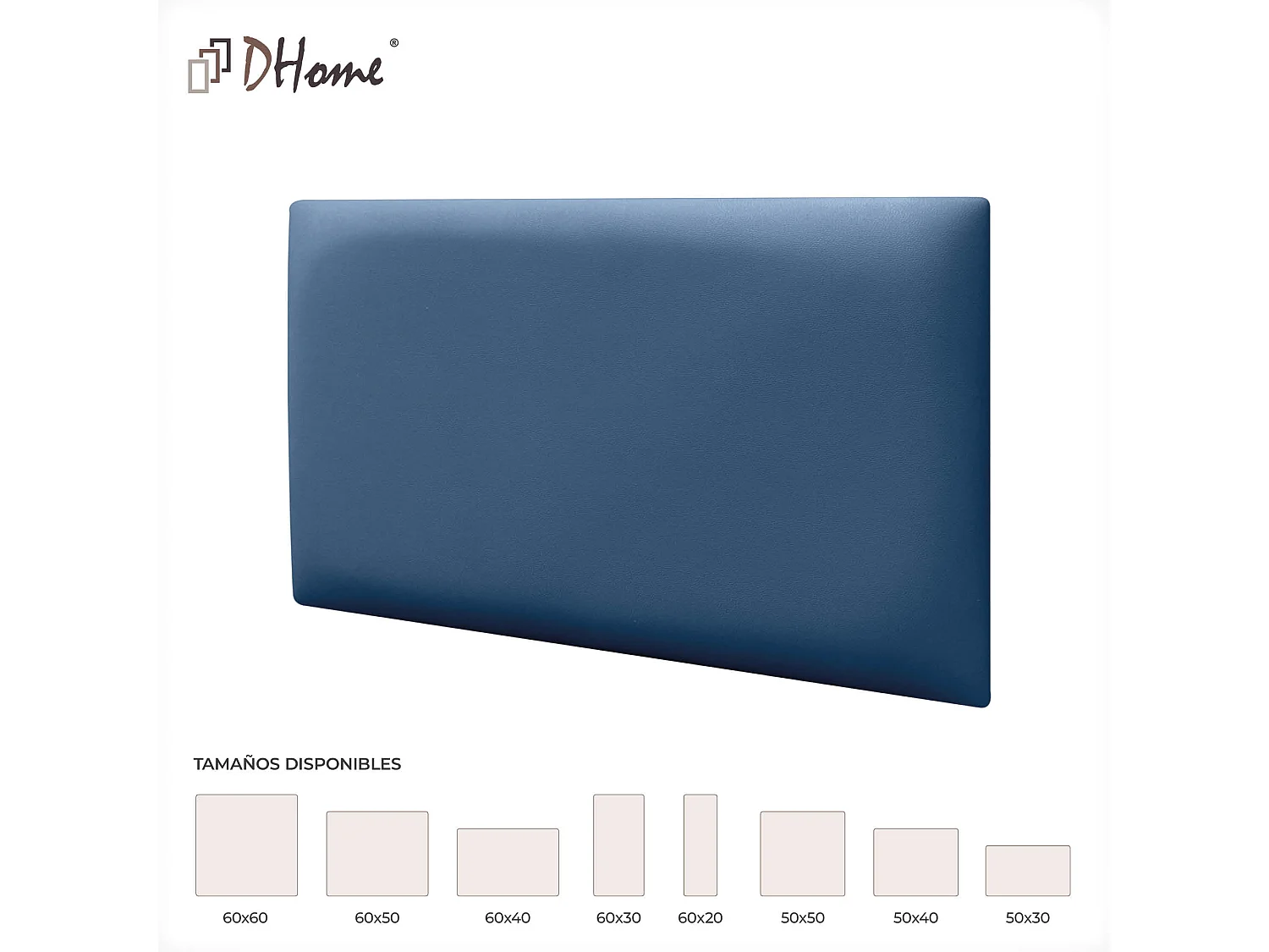 DHOME Panneaux Rembourrés en Similicuir Autocollants pour Mur Acoustiques Absorbants Protection contre les Chocs Têtes de Lit (bleu, 60x50cm)