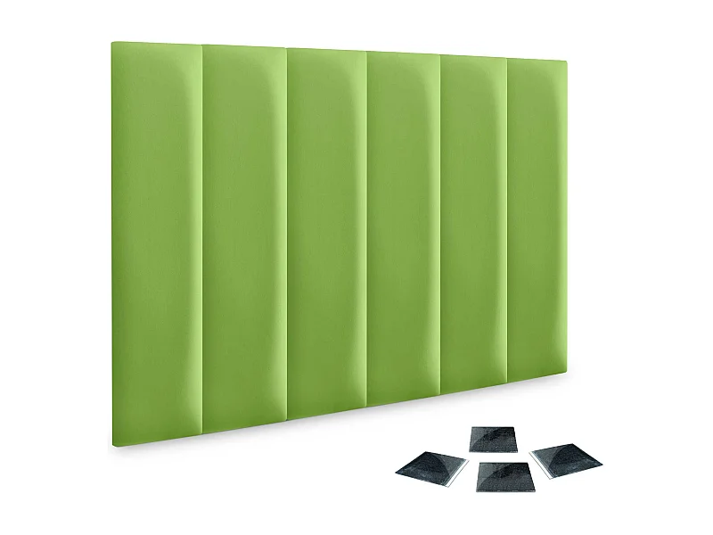 DHOME Juego de 6 Paneles Tapizados de Polipiel Ecológica Pack Autoadhesivos para Pared Acústicos Absorbentes Protección (Verde, 60x30cm, x6)