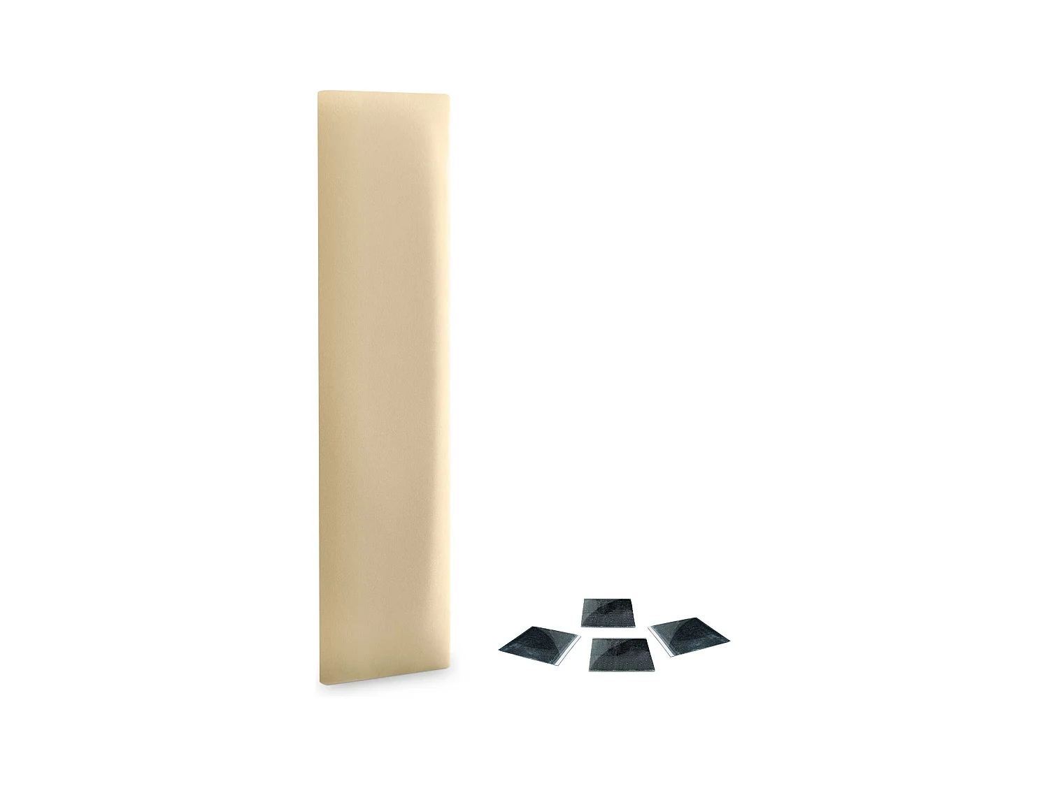 Lot de 1 panneau rembourré en similicuir écologique DHOME autocollant pour protection acoustique murale absorbante (Vanille, 60 x 20 cm, x1)