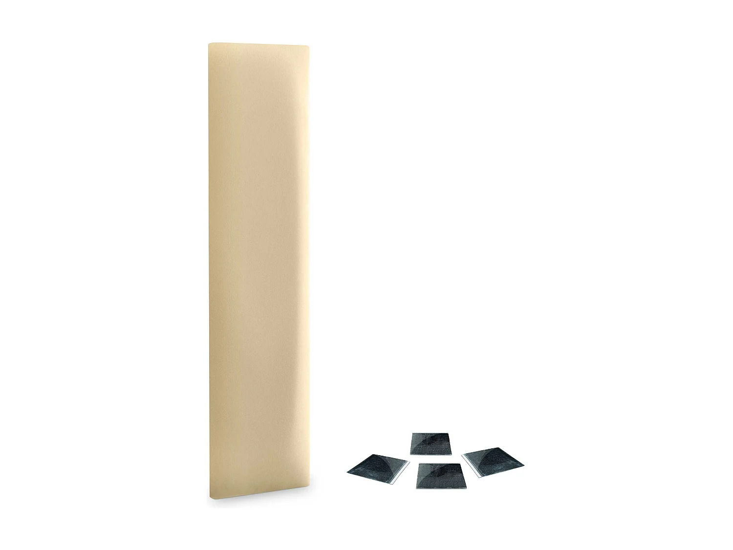 Lot de 1 panneau rembourré en similicuir écologique DHOME autocollant pour protection acoustique murale absorbante (Vanille, 60 x 20 cm, x1)