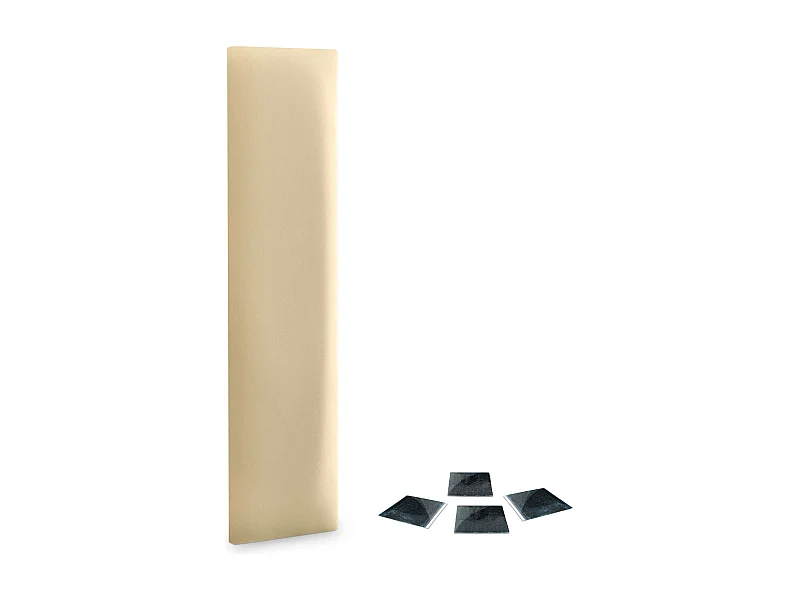 Lot de 1 panneau rembourré en similicuir écologique DHOME autocollant pour protection acoustique murale absorbante (Vanille, 60 x 20 cm, x1)