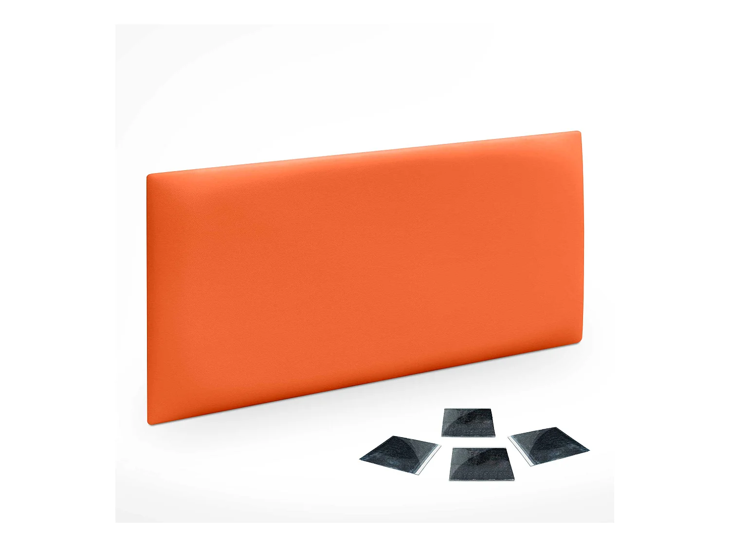 Lot de 1 panneau rembourré en similicuir écologique DHOME autocollant pour protection acoustique murale absorbante (Orange, 50 x 30 cm, x1)