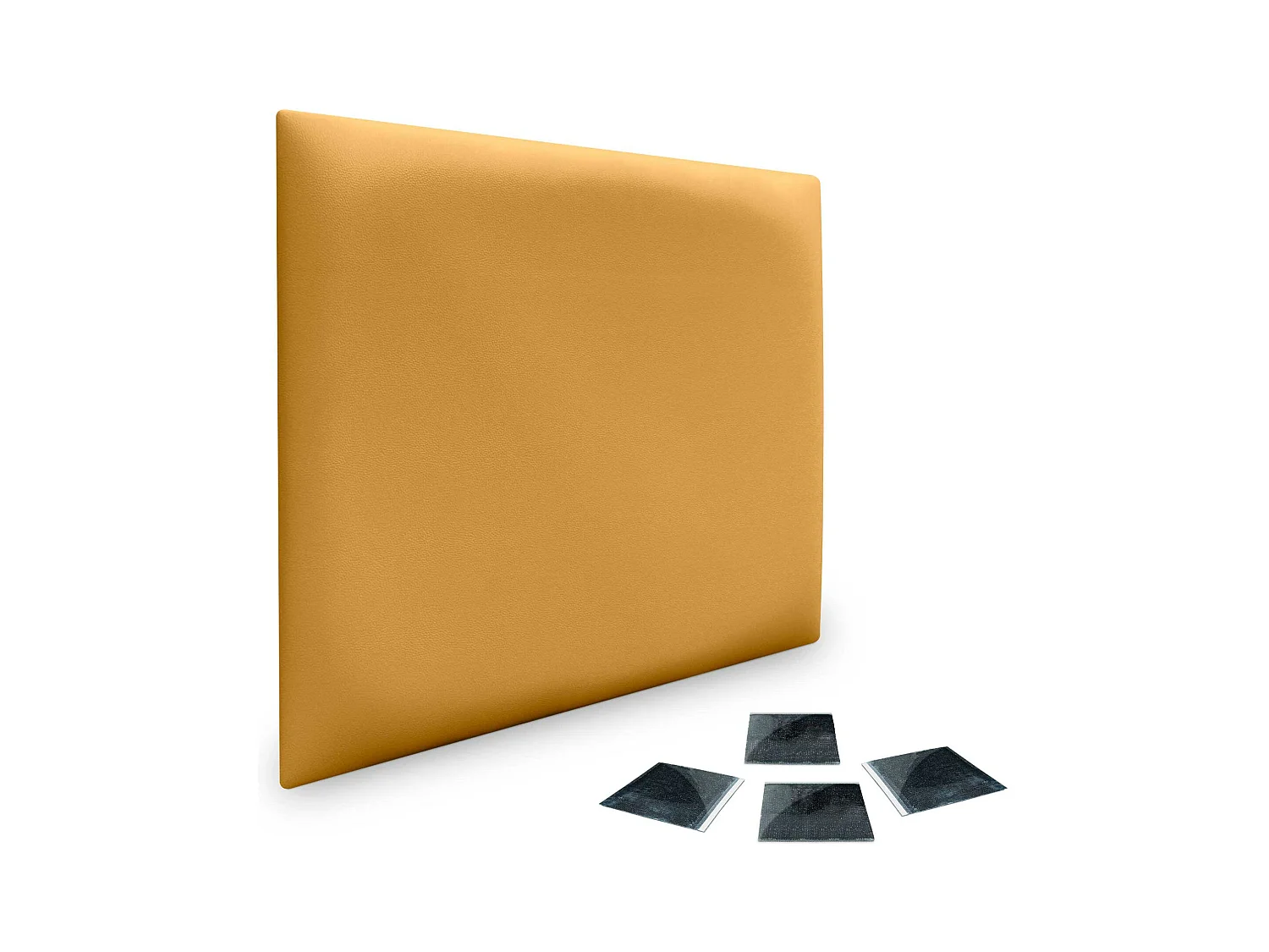 Lot de 1 panneau rembourré en similicuir écologique DHOME, autocollant pour protection acoustique murale absorbante (Moutarde, 60 x 60 cm, x1)