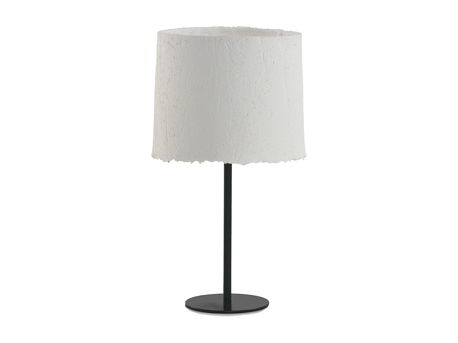 Lampe de table métallique 22x22x38 avec abat-jour en papier mâché blanc
