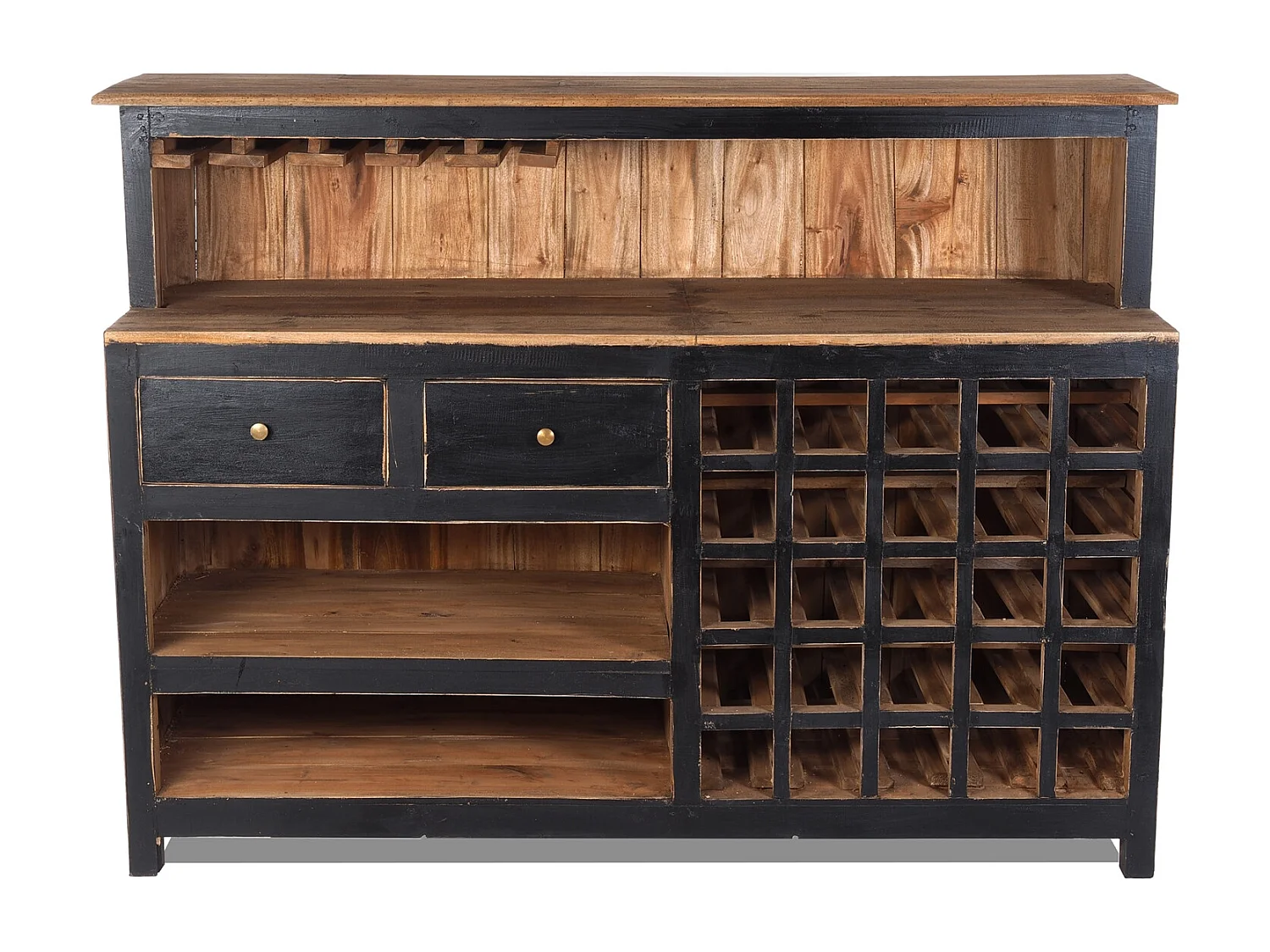 BARSCHRANK  PUREWOOD Recyclingholz massiv, Vintage-Look 09 voodoo - schwarz