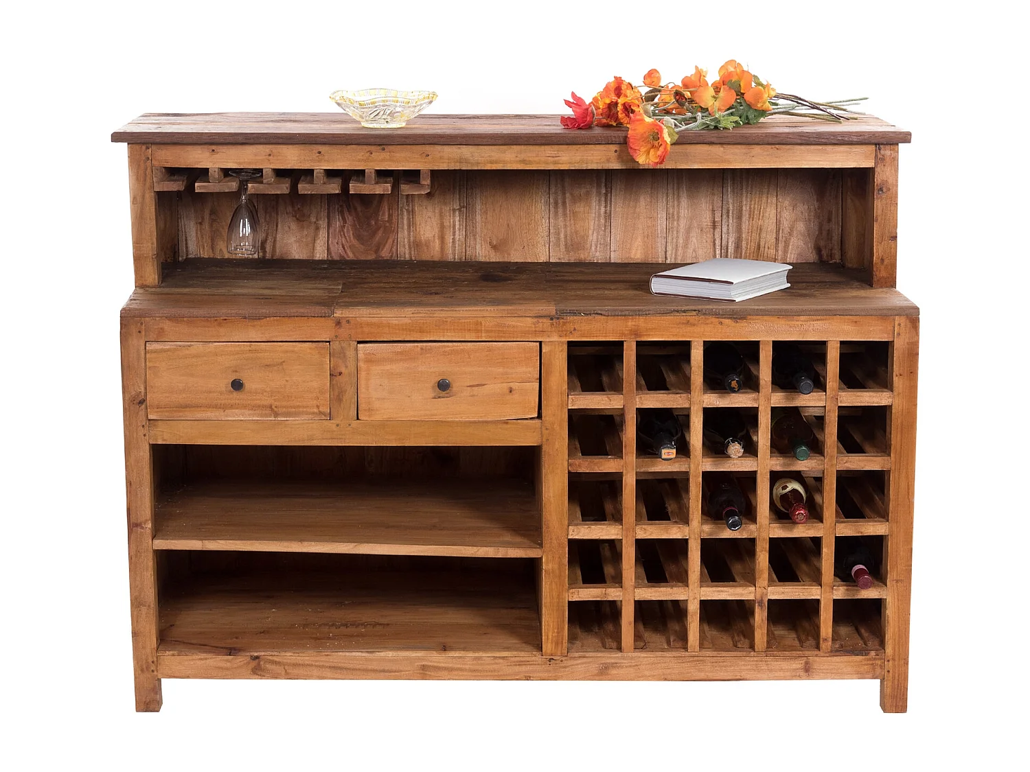 BARSCHRANK  PUREWOOD Recyclingholz massiv, Vintage-Look 01 natur-vintage