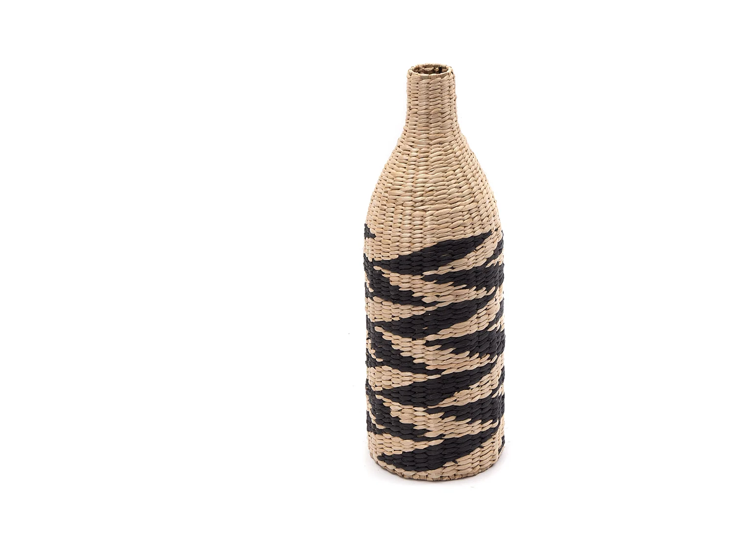 VASE Raya 60 cm, paille tressée nature-noir