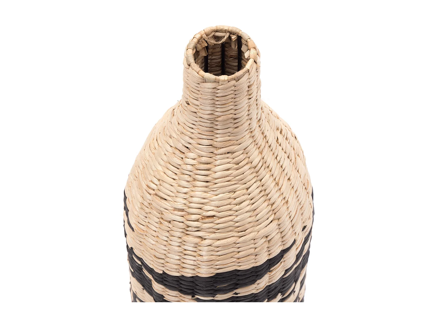 VASE Raya  60  cm, geflochtenes Stroh natur-schwarz