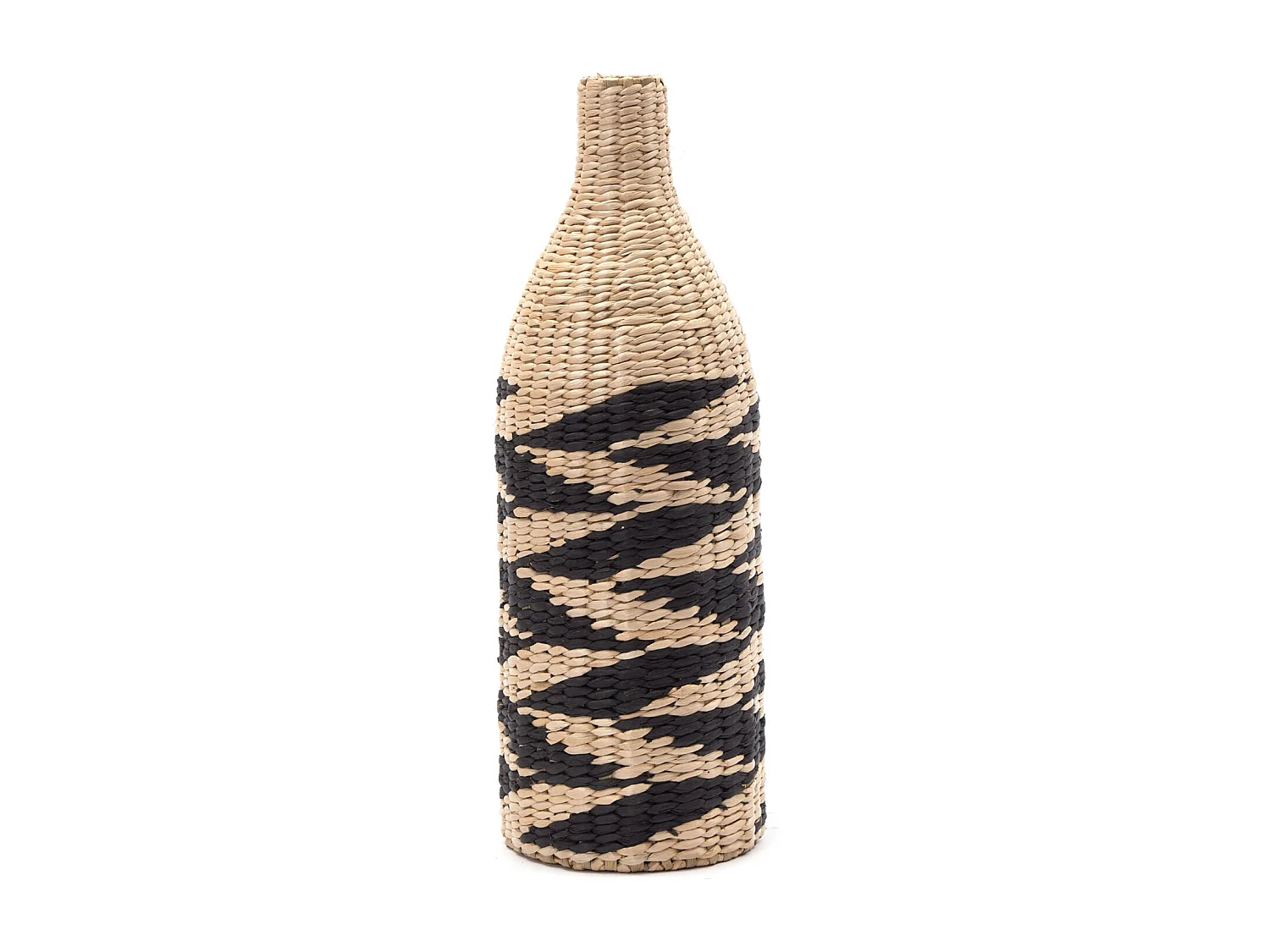 VASE Raya  60  cm, geflochtenes Stroh natur-schwarz