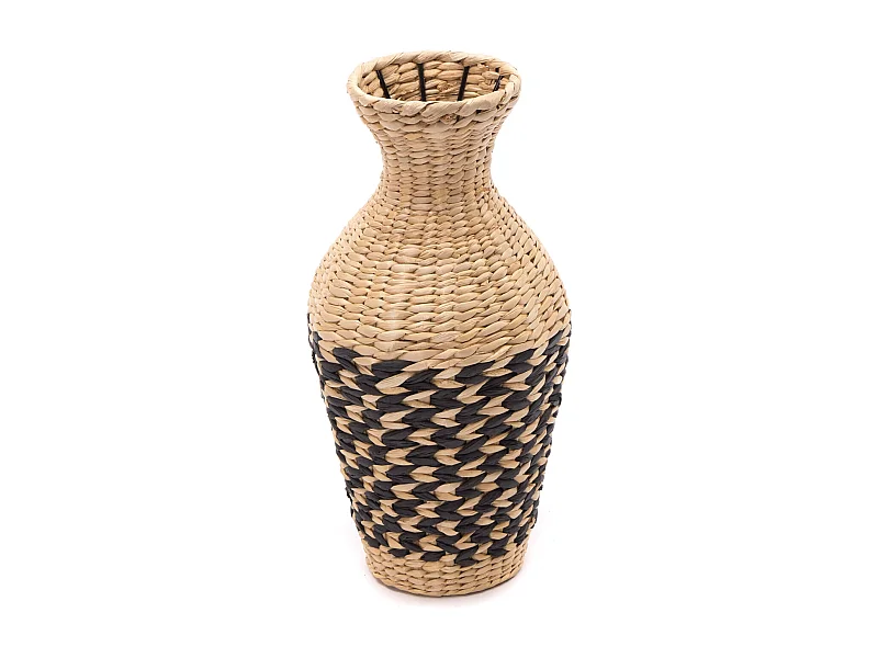 VASE Cuadro 40  cm, geflochtenes Stroh natur-schwarz