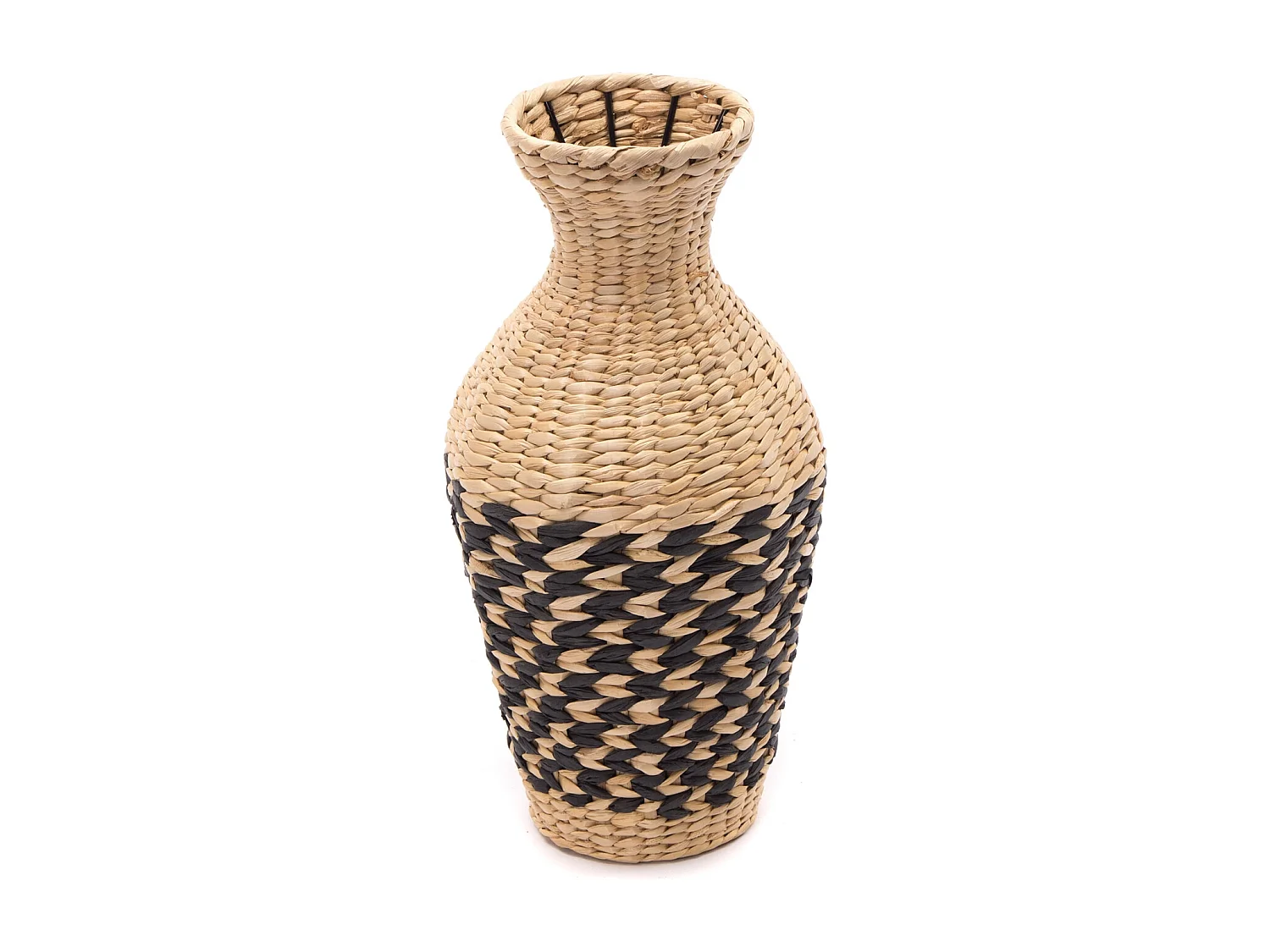 VASE Cadre 40 cm, paille tressée nature-noir
