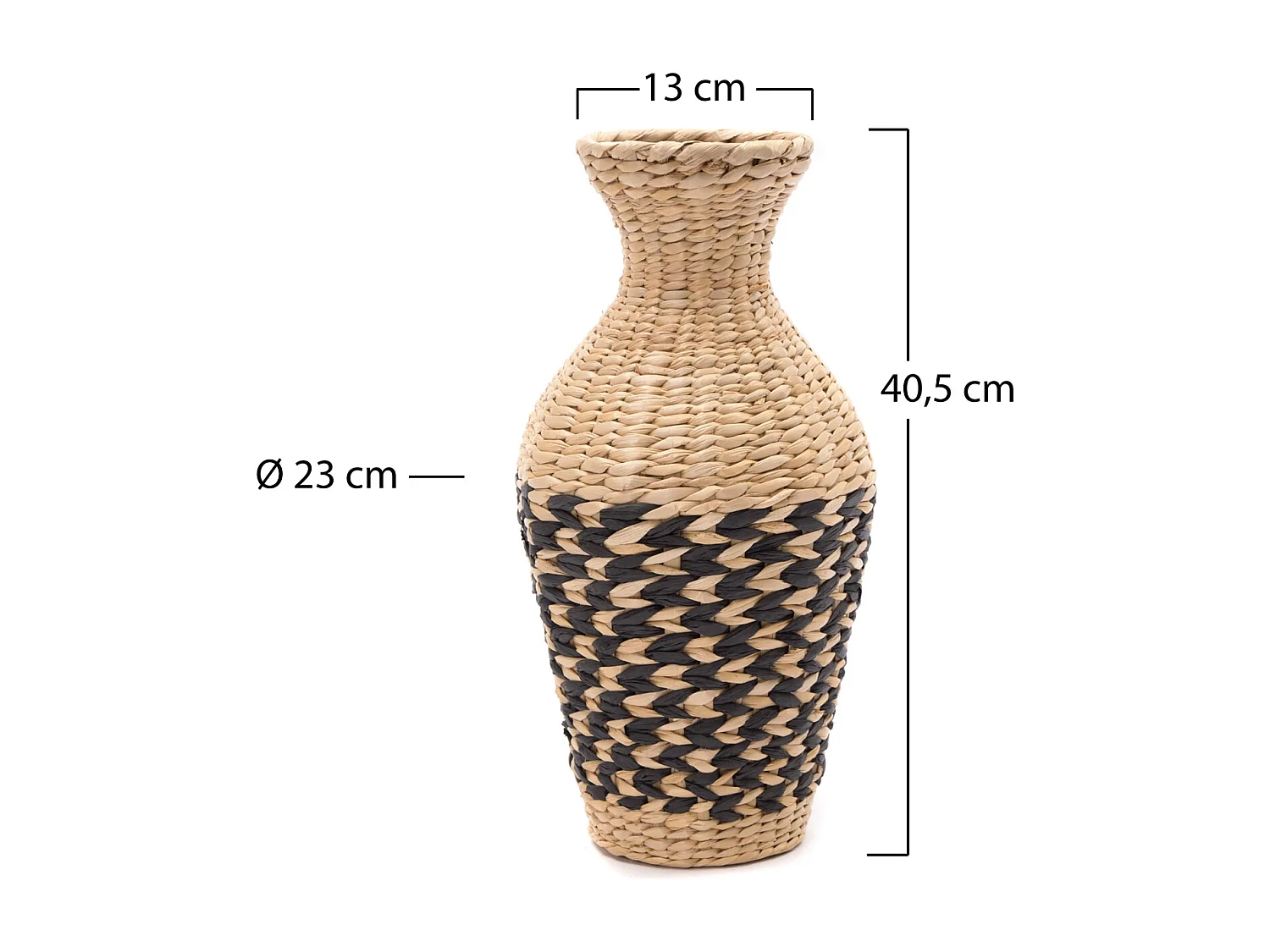 VASE Cadre 40 cm, paille tressée nature-noir