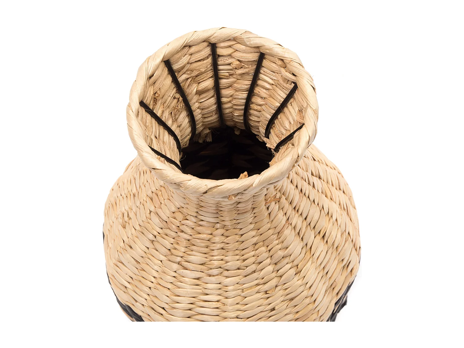 VASE Cadre 40 cm, paille tressée nature-noir