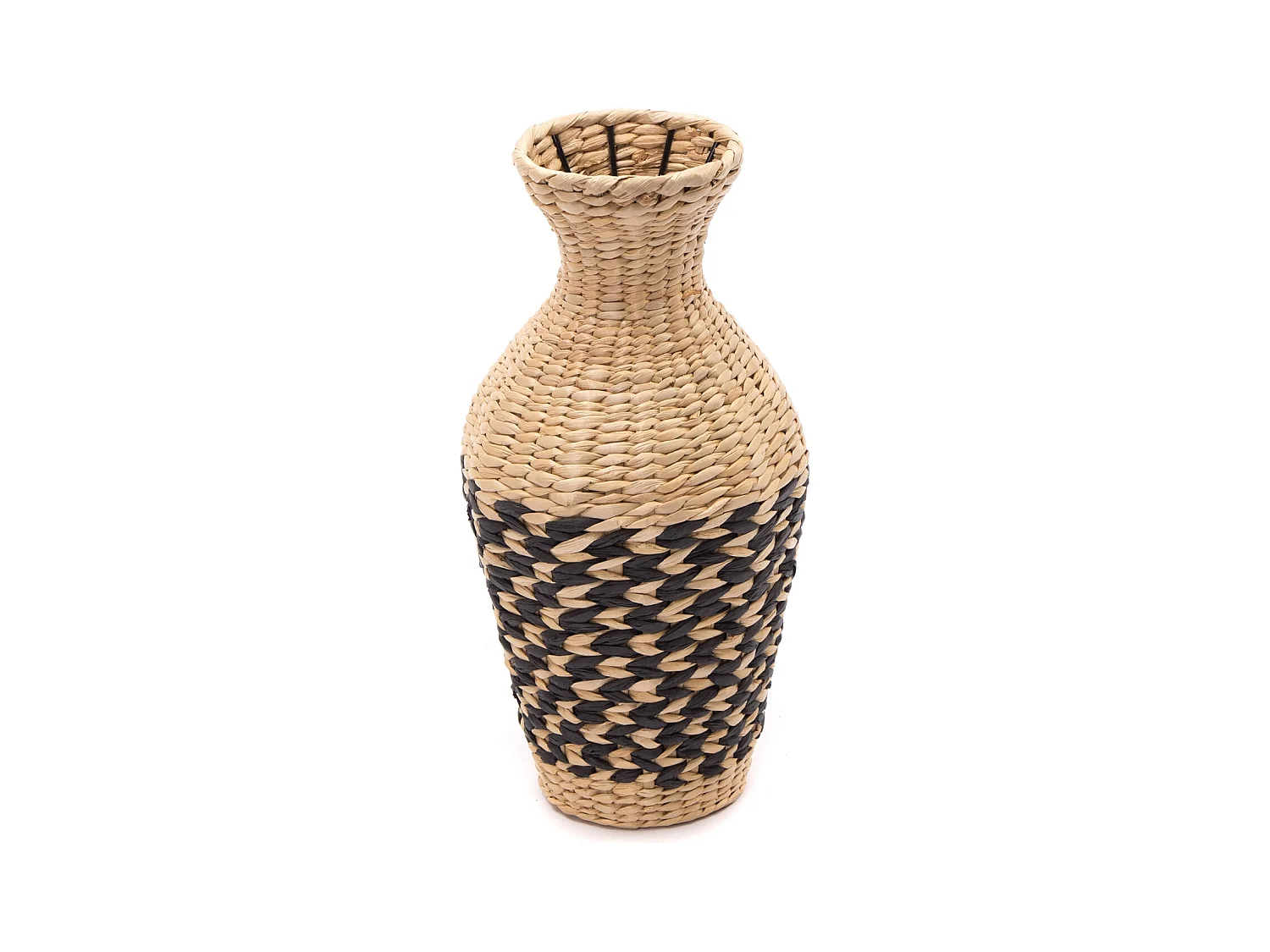 VASE Cuadro 40  cm, geflochtenes Stroh natur-schwarz