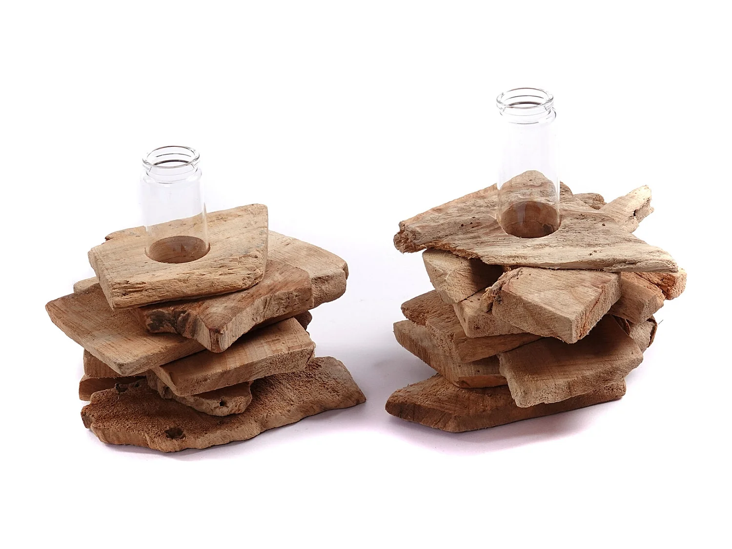 VASE Tiana 19x16 cm,  Wurzelholz, mit Reagenzglas-Einsatz naturfarben