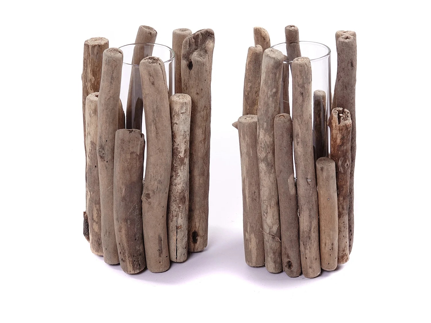 VASE Mira 22x11 cm, bois flotté, verre couleurs naturelles