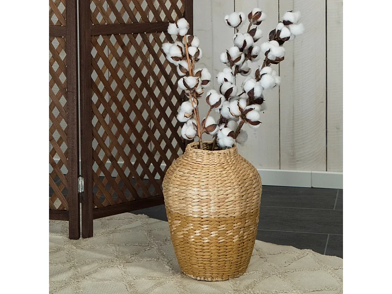 VASE  Kairo 32  cm, geflochtenes Stroh natur-gelb