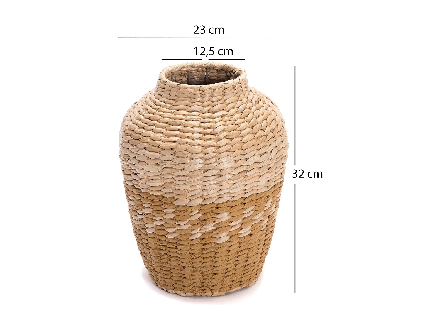 VASE Le Caire 32 cm, paille tressée nature-jaune