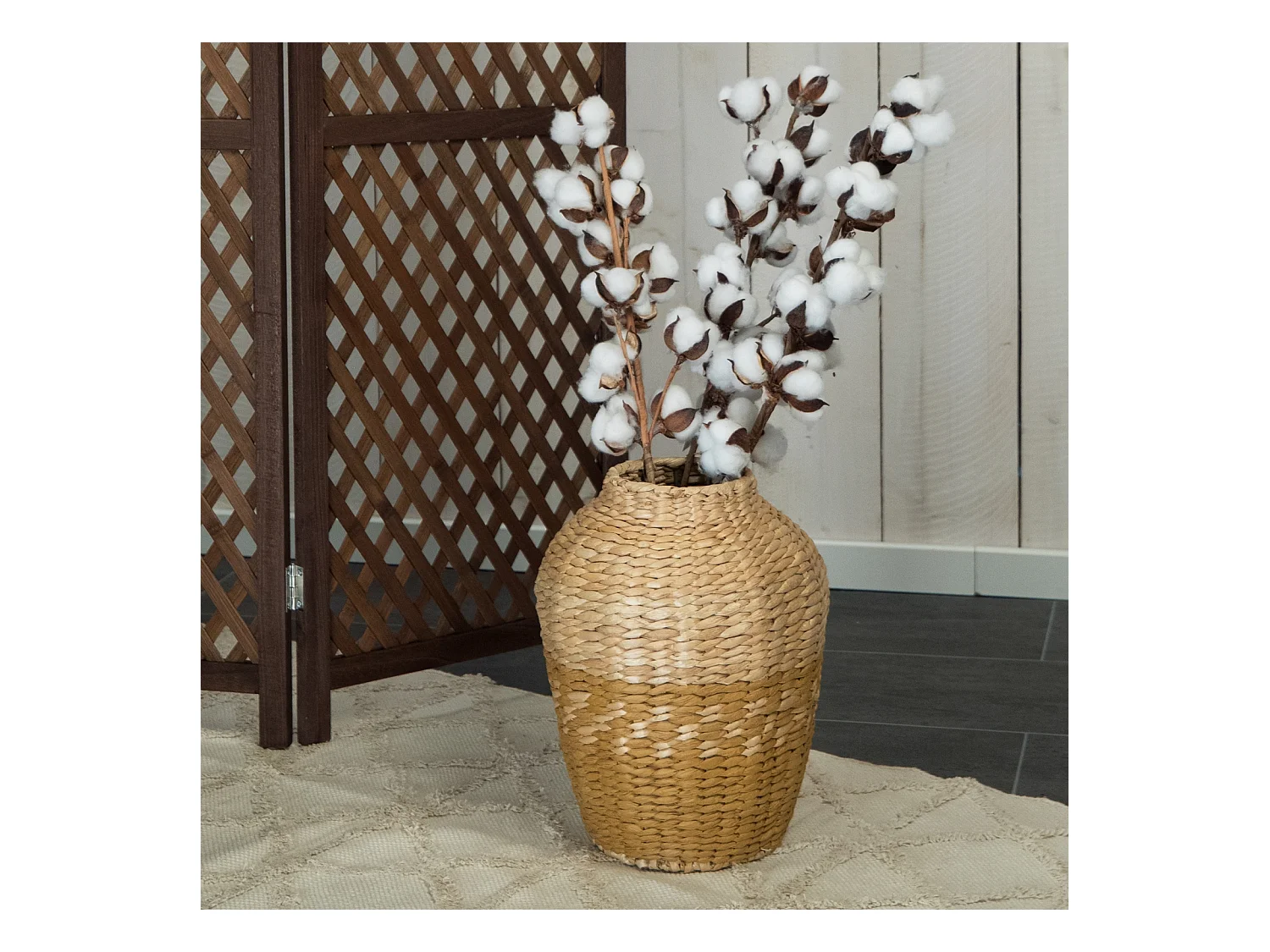 VASE  Kairo 32  cm, geflochtenes Stroh natur-gelb