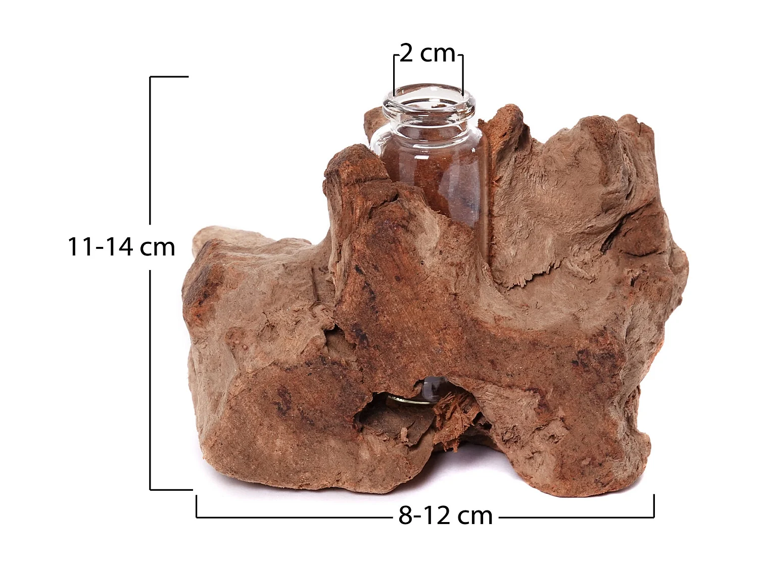 VASE Yuma  13x11 cm, Wurzelholz, mit Reagenzglas-Einsatz naturfarben