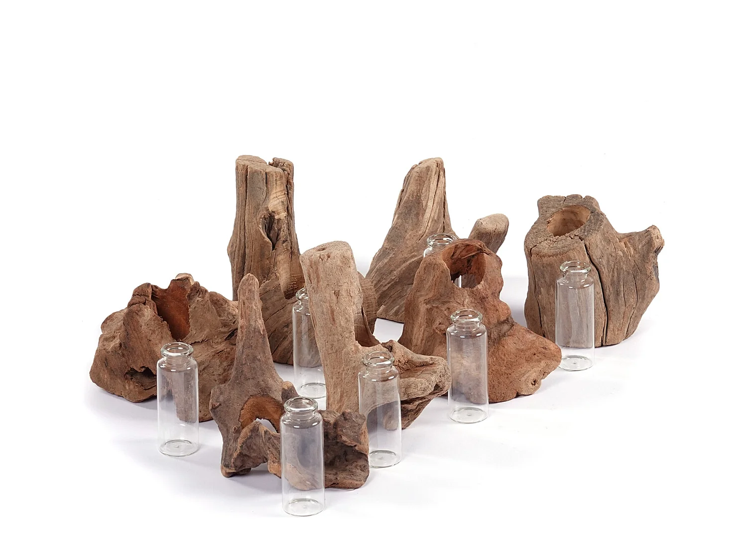 VASE Yuma  13x11 cm, Wurzelholz, mit Reagenzglas-Einsatz naturfarben