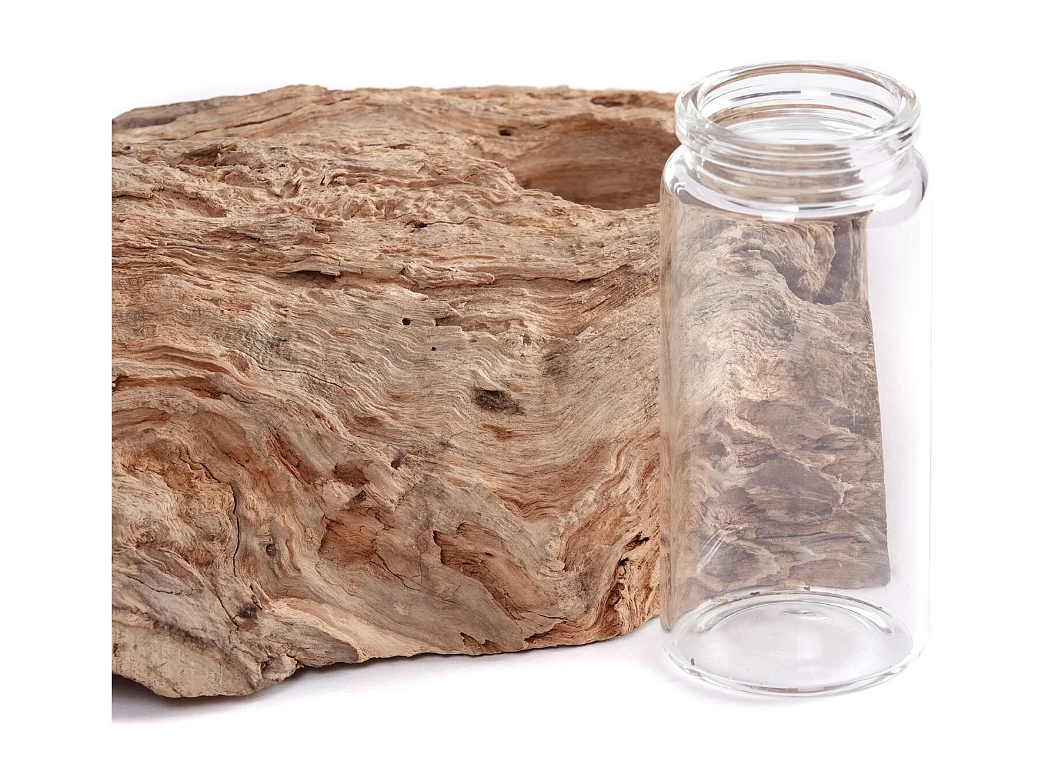 VASE Yuma II 19x12 cm, Wurzelholz, mit 2 Reagenzgläsern naturfarben