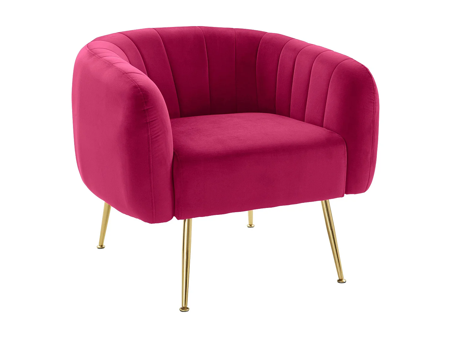 Mario | Fauteuil en velours/jambes dorées rouge