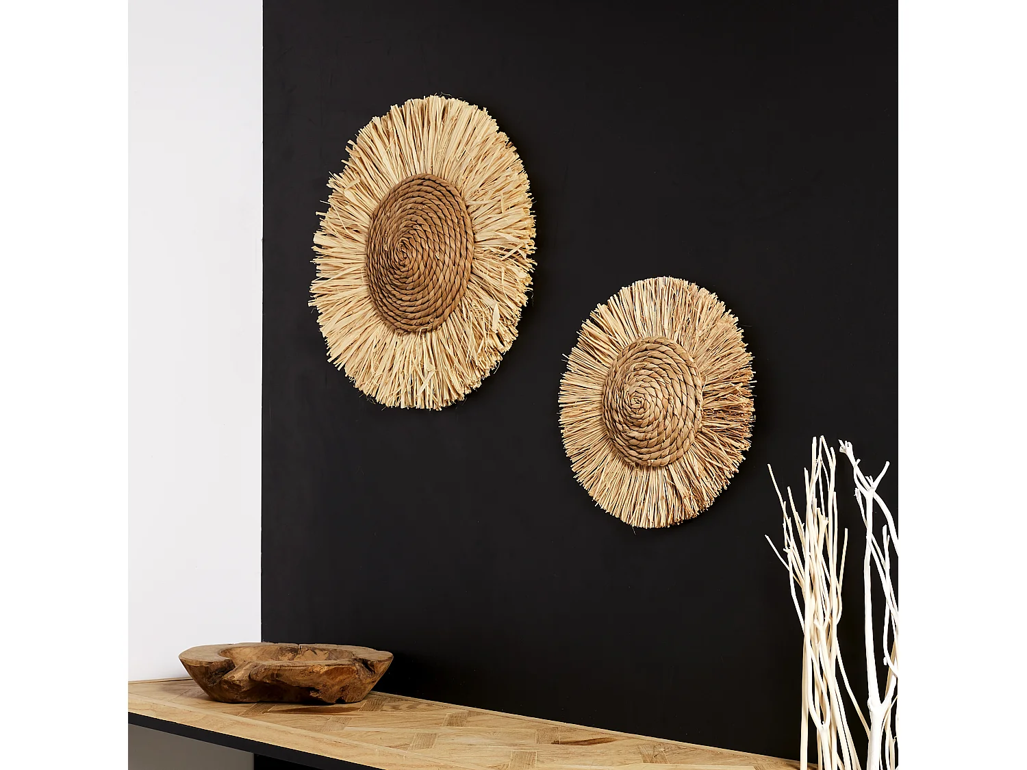 Décoration Murale Ronde "Mirage" 37cm Naturel