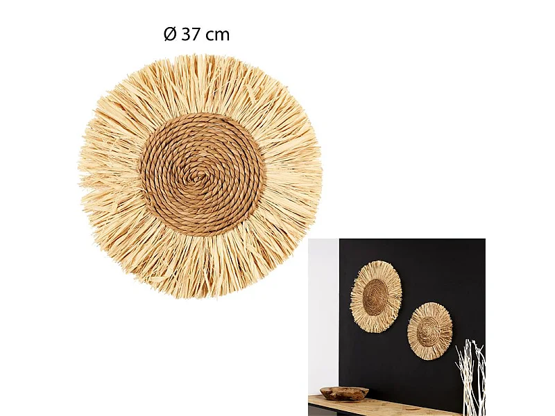 Décoration Murale Ronde "Mirage" 37cm Naturel