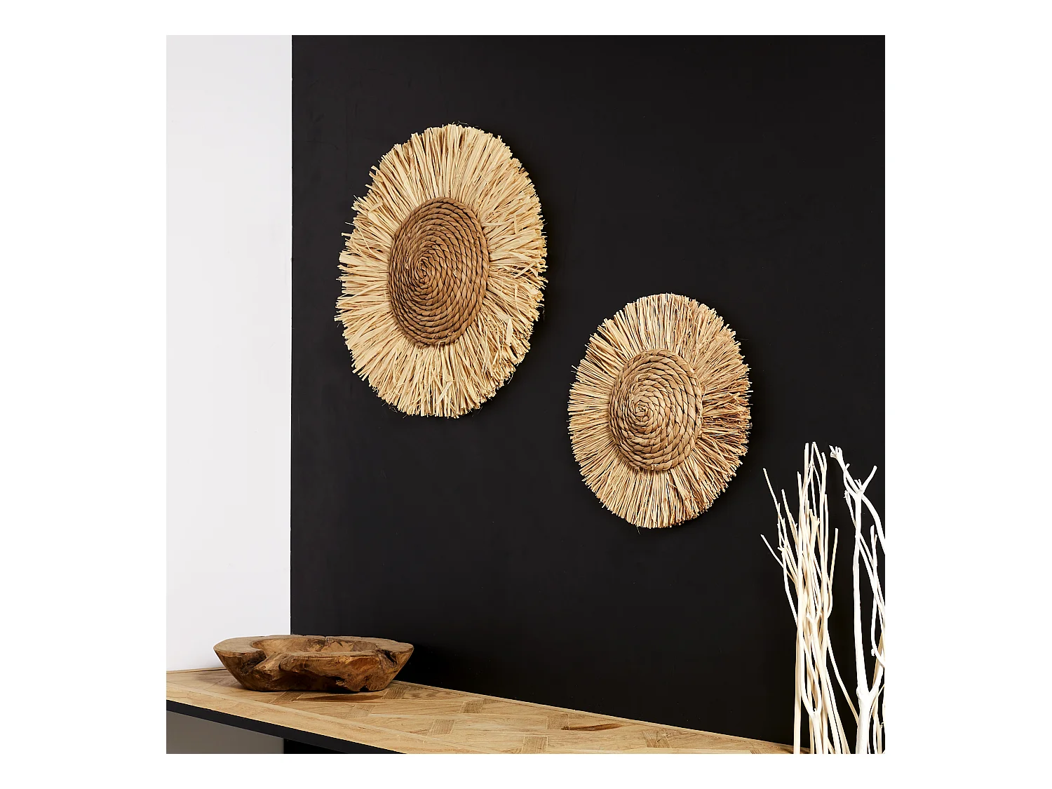 Décoration Murale Ronde "Mirage" 26cm Naturel