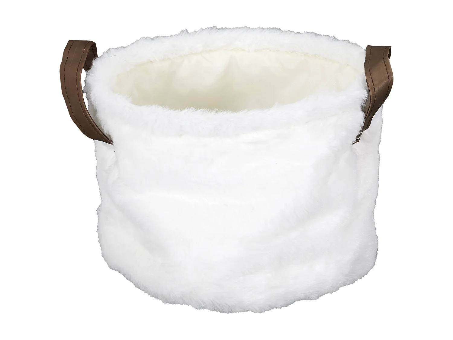 Lot de 3 Paniers Déco "Effet Fourrure" 28cm Blanc