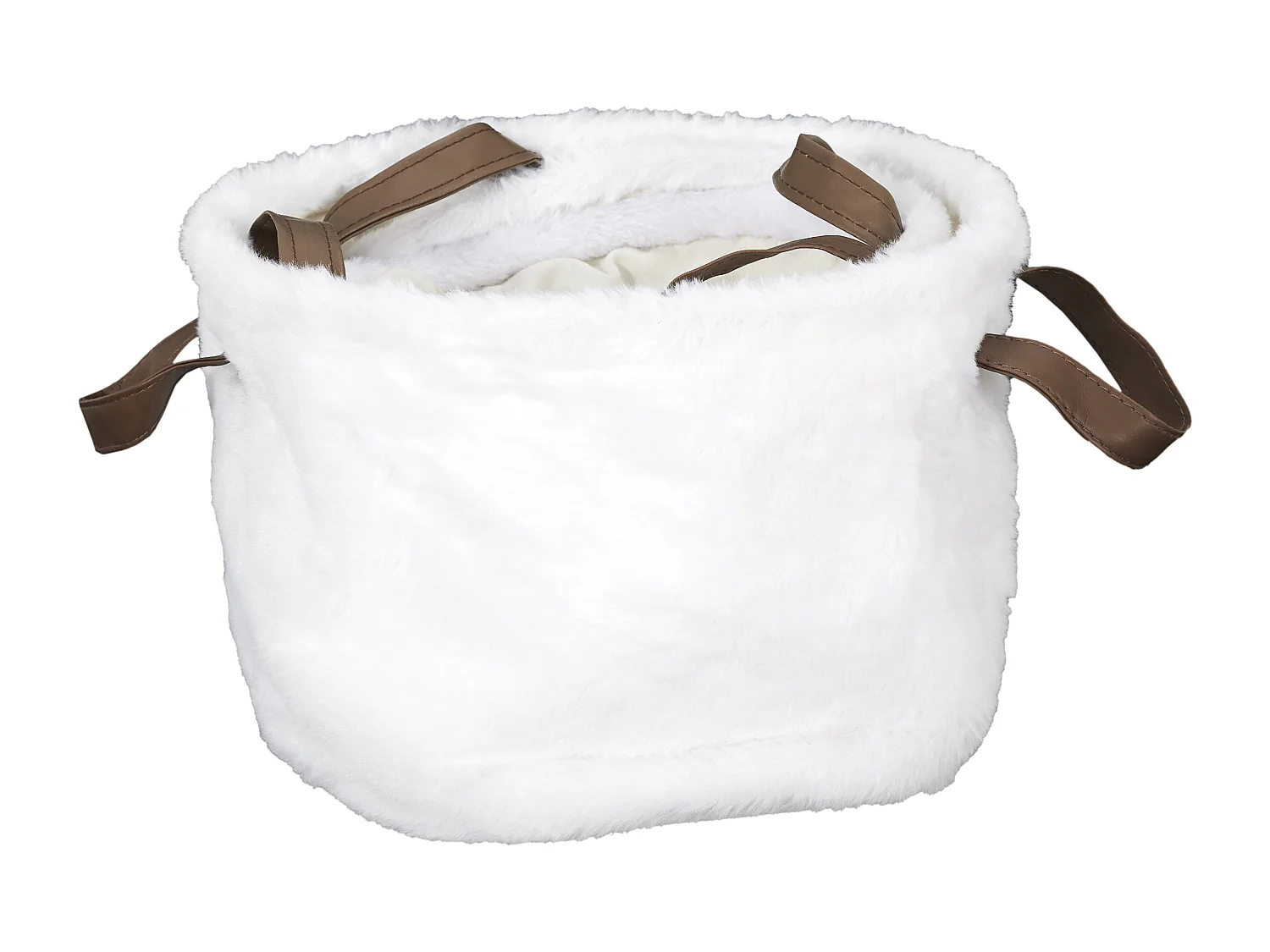 Lot de 3 Paniers Déco "Effet Fourrure" 28cm Blanc