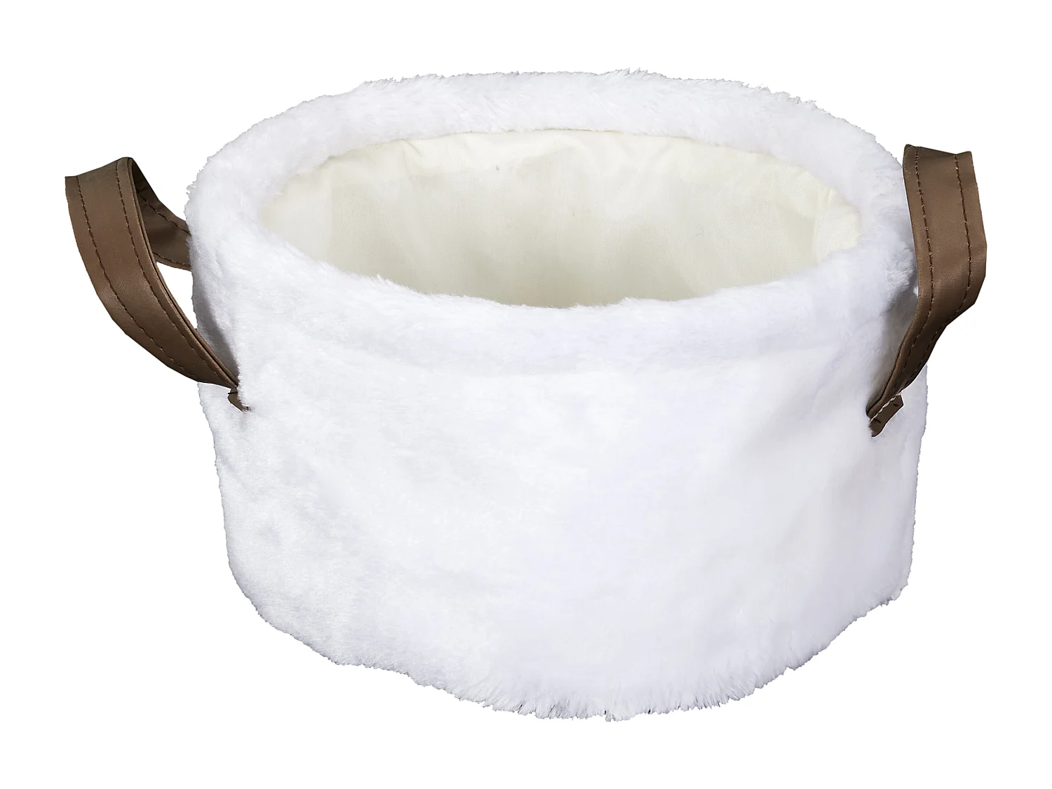 Lot de 3 Paniers Déco "Effet Fourrure" 28cm Blanc