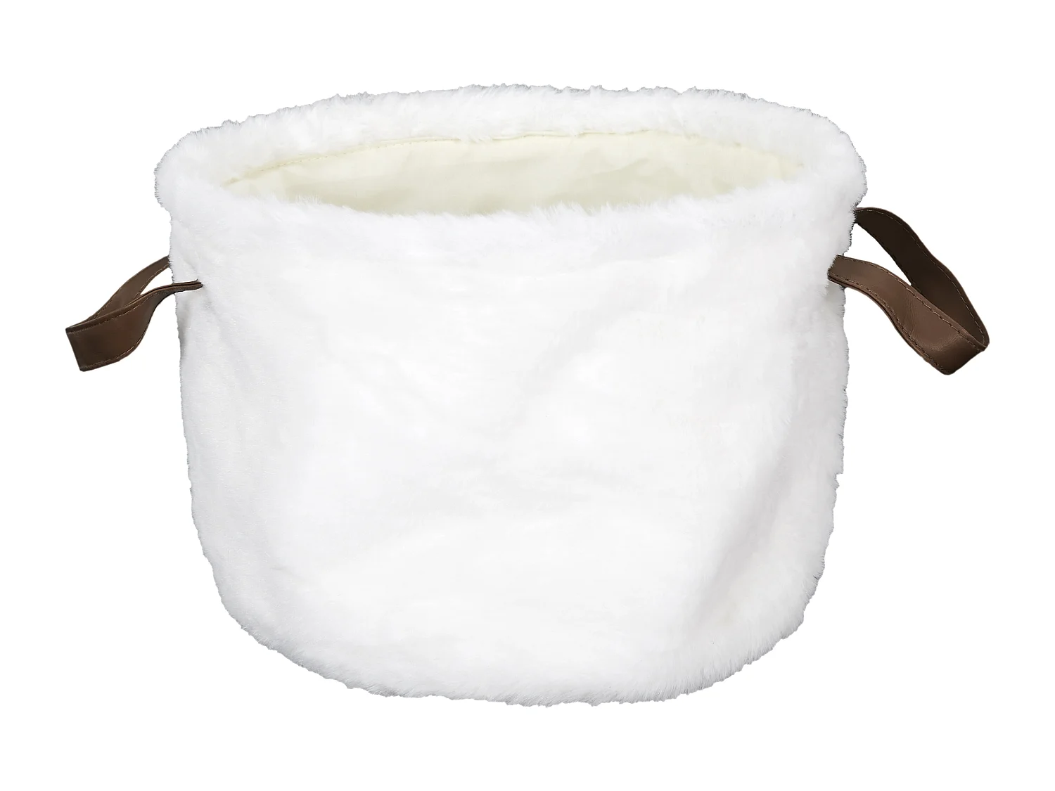 Lot de 3 Paniers Déco "Effet Fourrure" 28cm Blanc