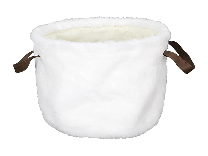 Lot de 3 Paniers Déco "Effet Fourrure" 28cm Blanc