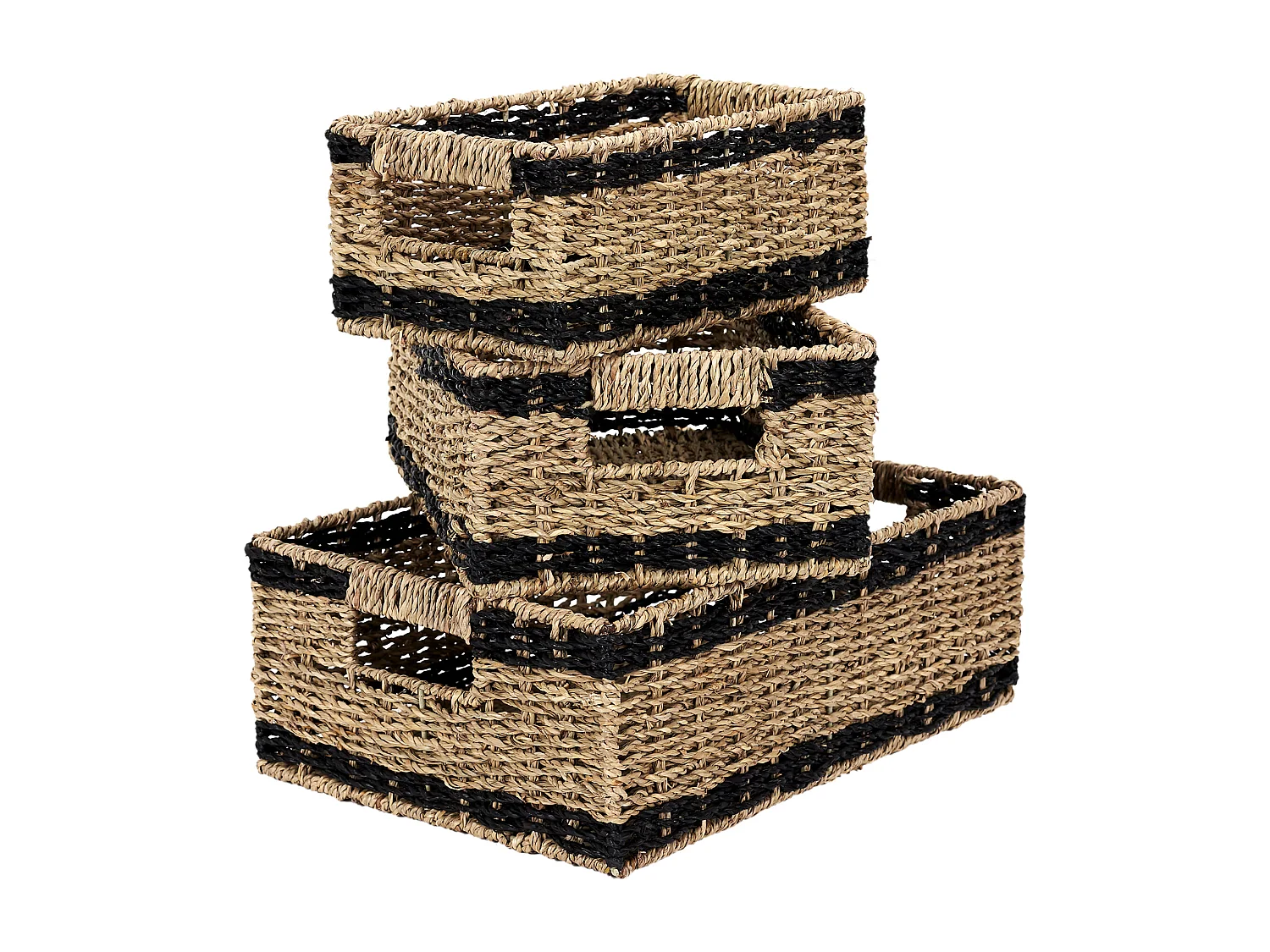 Lot de 3 Paniers de Rangement "Mirage" 35cm Noir
