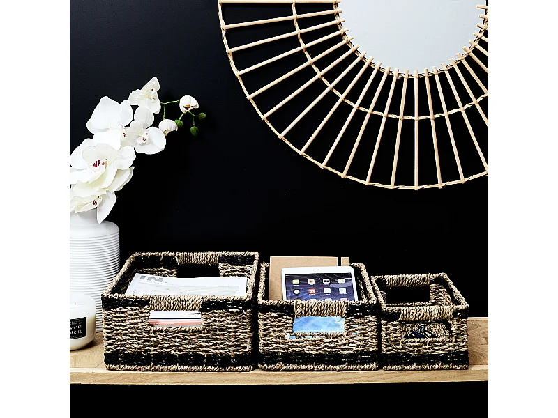 Lot de 3 Paniers de Rangement "Mirage" 35cm Noir