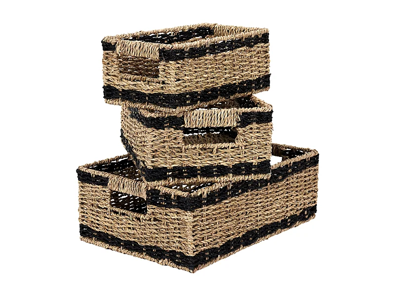 Lot de 3 Paniers de Rangement "Mirage" 35cm Noir
